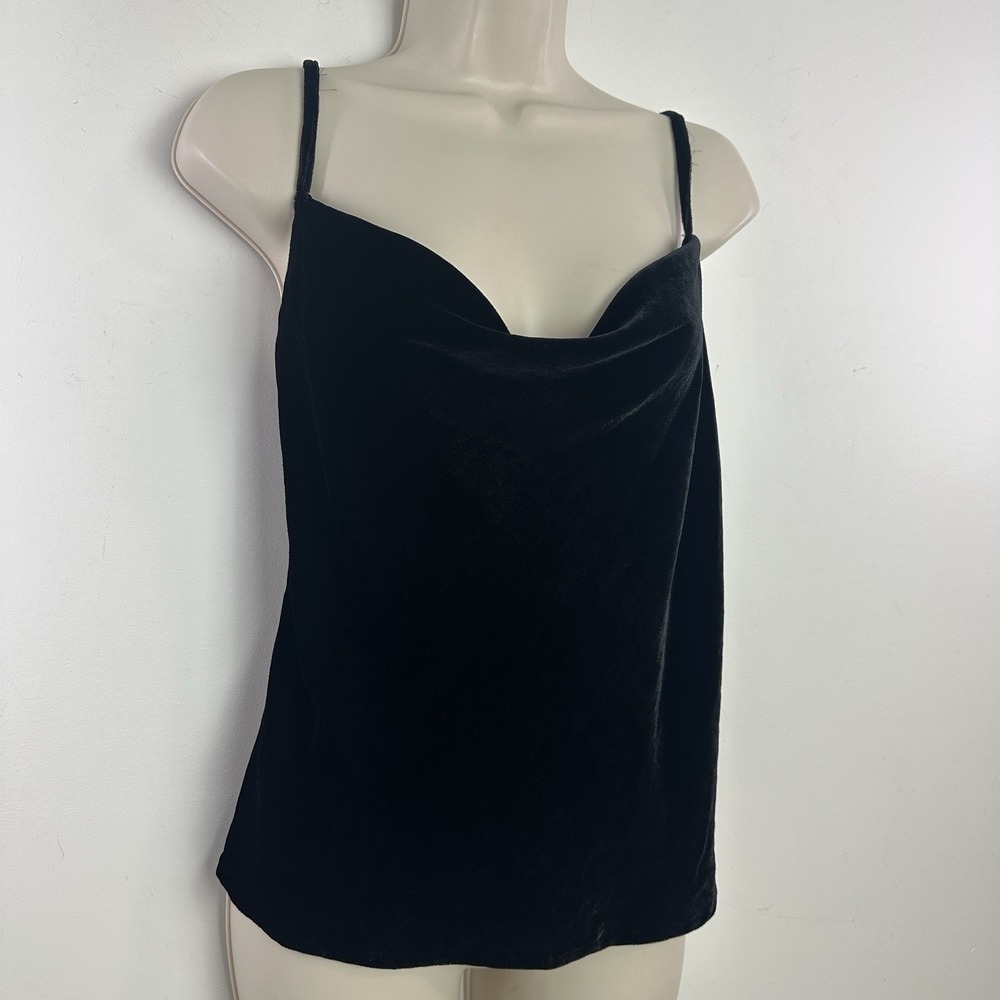 Banana Republic Black Velvet Cami V Neck‎ M top Spaghetti Straps Layering Goth